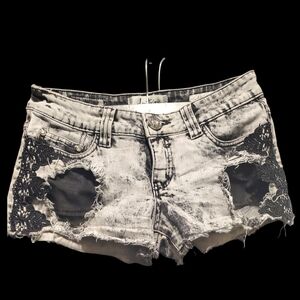 Distressed Black and Gray Women Shorts